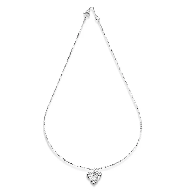 Polished gold necklaces-Tiara Pavé Charm Pendant - Sterling Silver + CZ Blanc