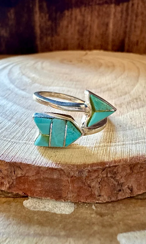 Frosted bead rings-WINTER SPIRIT ARROW Micro Inlay Ring • Adjustable