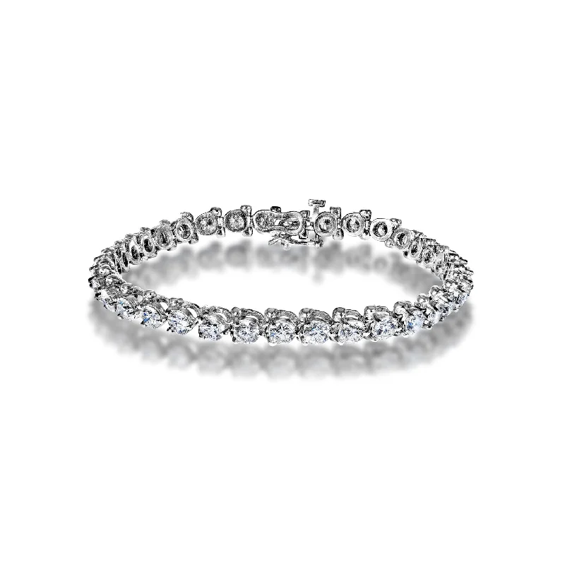 Glossy enamel bangles-Madelyn 8 Carat Round Brilliant Single Row Diamond Tennis Bracelet in 14k White Gold