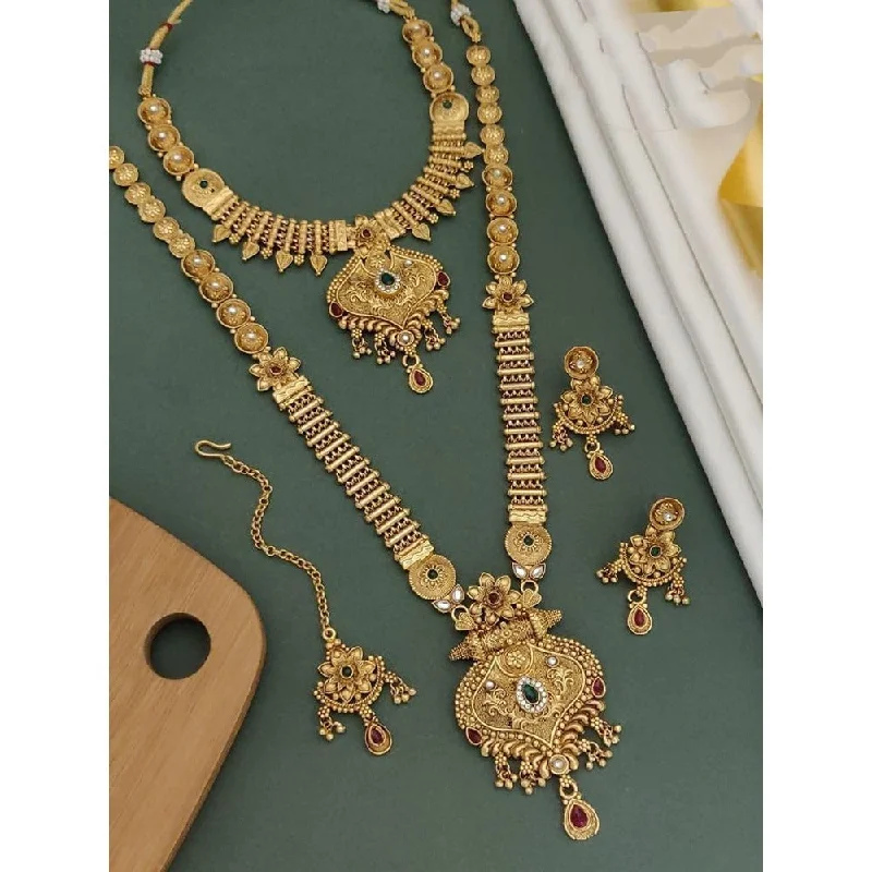 Vibrant enamel necklaces-Akruti Collection Gold Plated Pota Stone Matte Finish Necklace Combo