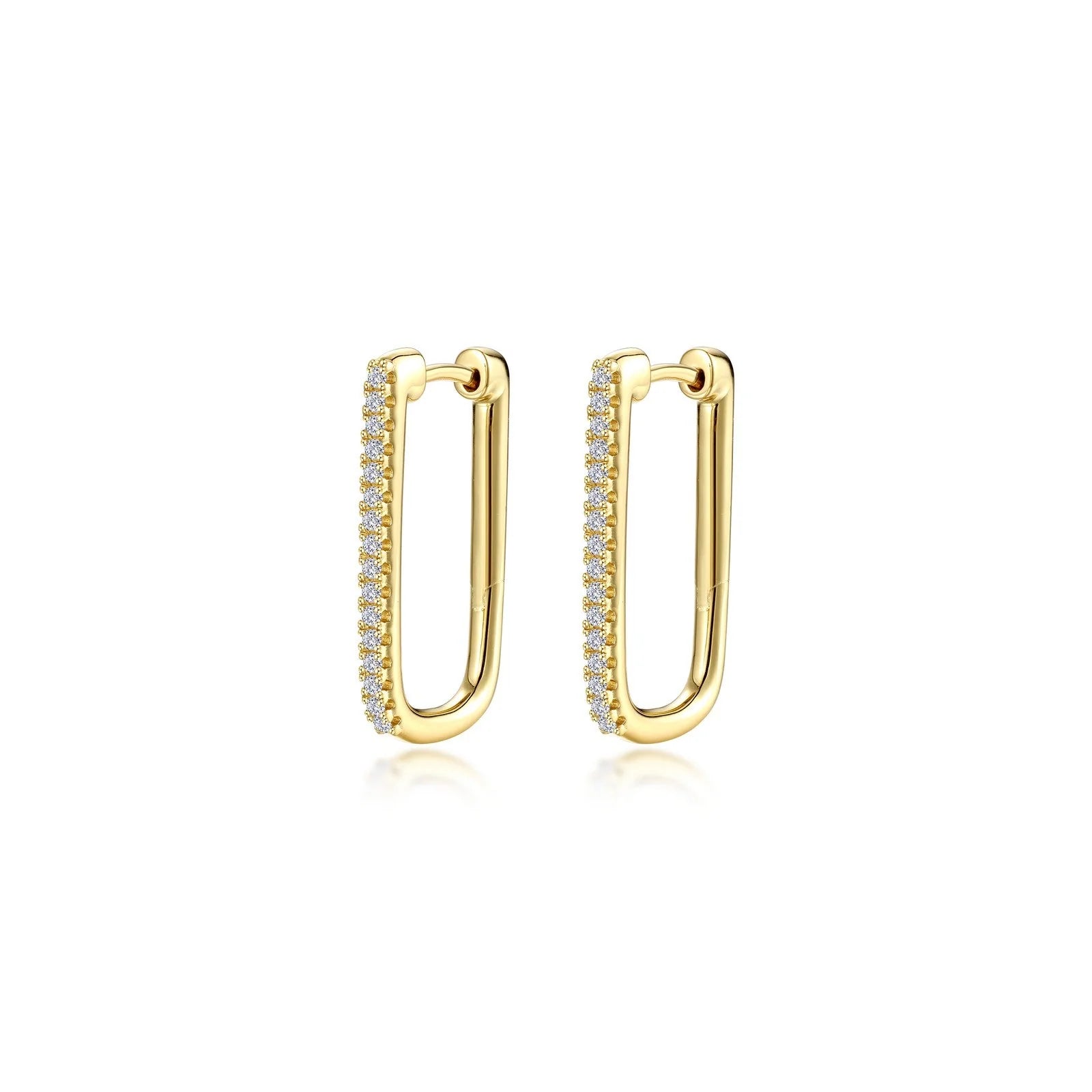 Astro design earrings-Lafonn Simulated Diamond 25mm x 14.3mm Rectangle Hoop Earrings E0632CLG00