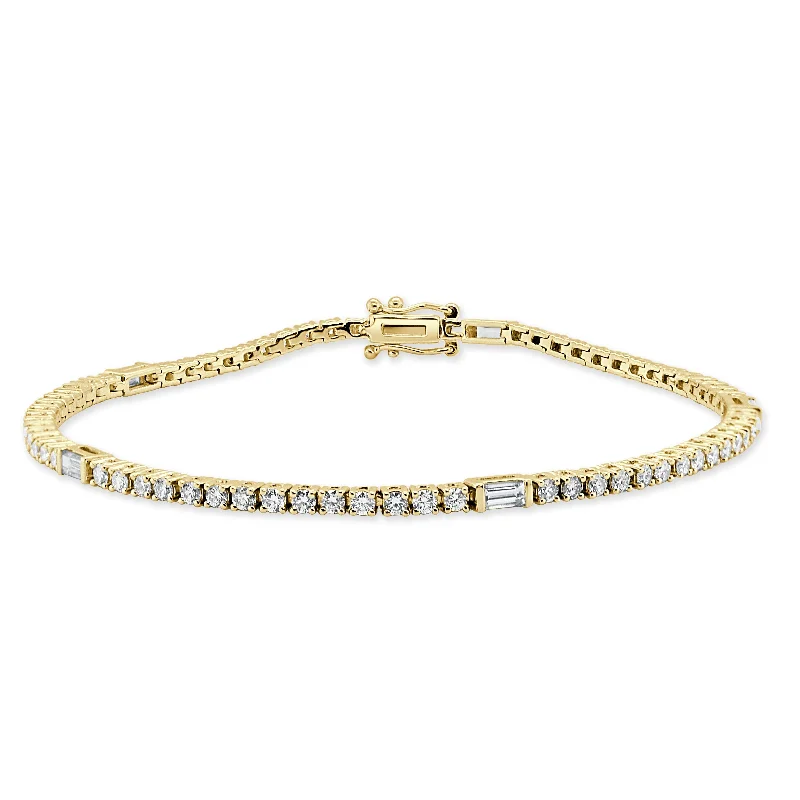 Crystal weave bangles-14k Gold & Baguette Diamond Tennis Bracelet