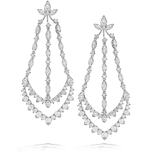 Tiny heart earrings-Hearts On Fire Aerial Triple Diamond Chandelier Earrings