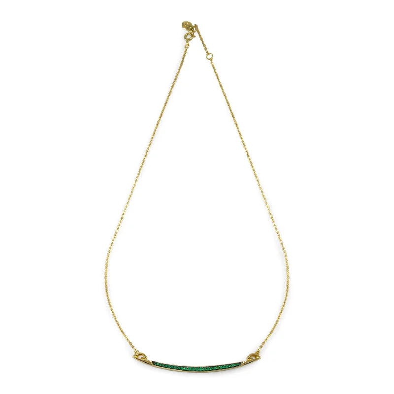 Citrine drop necklaces-Crescent Pavé Necklace Large - 18K Gold Vermeil + CZ Vert