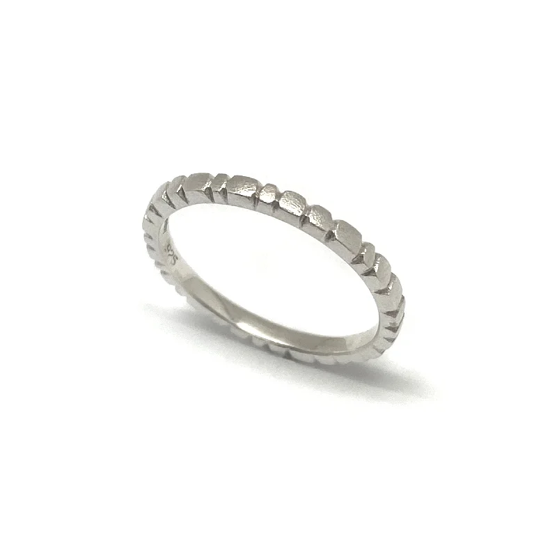 Tiny dot rings-Textured Silver Ring