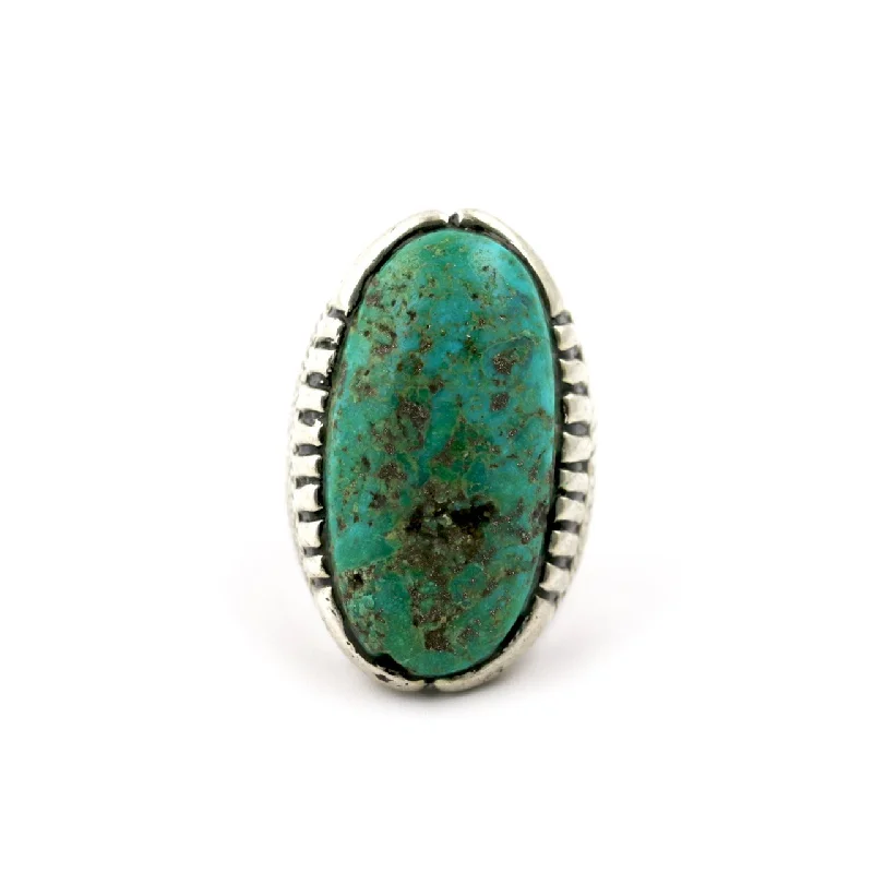 Stone cluster rings-Rugged Long Turquoise Ring