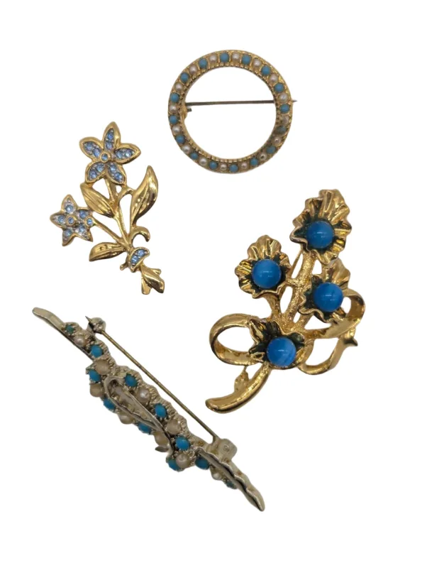 Turquoise gem brooch-Piero della Francesca Quattro Brooch Set