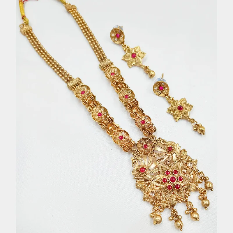 Tribal tassel necklaces-Padmawati Bangles Gold Plated Pota Stone Necklace Set