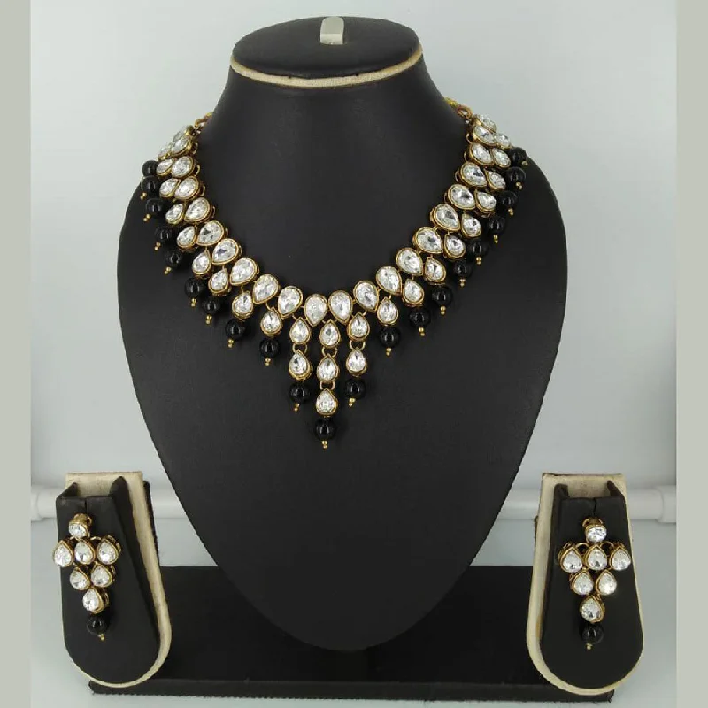 Flat knot necklaces-Manisha Jewellery  Gold Plated Crystal Stone Necklace Set