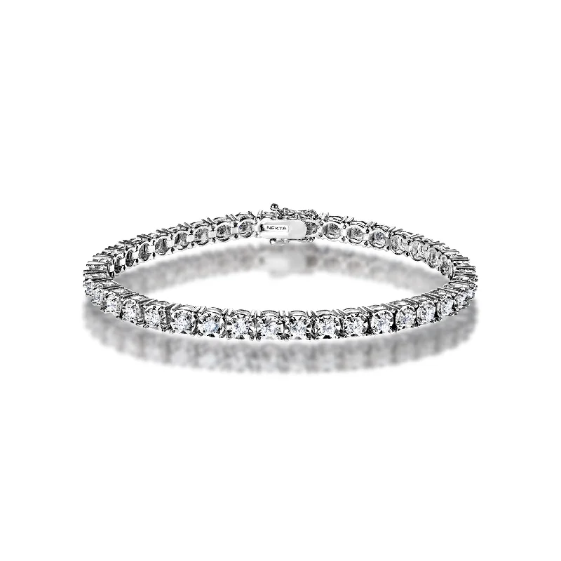 Sleek form bangles-Maia 3 Carat Round Brilliant Single Row Tennis Bracelet in 14k White Gold