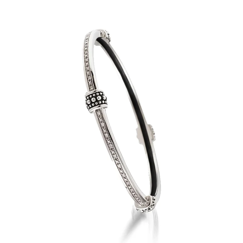 Stellar charm bangles-Antigua Bead Bangle Bracelet with Pave Diamonds