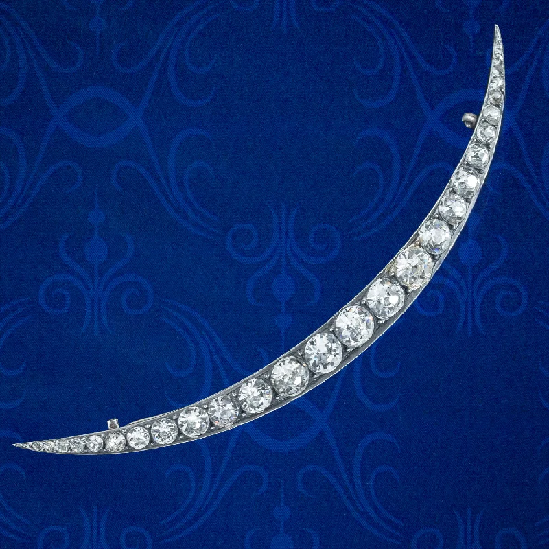 Warm wood brooch-Antique Victorian Paste Crescent Moon Brooch Sterling Silver