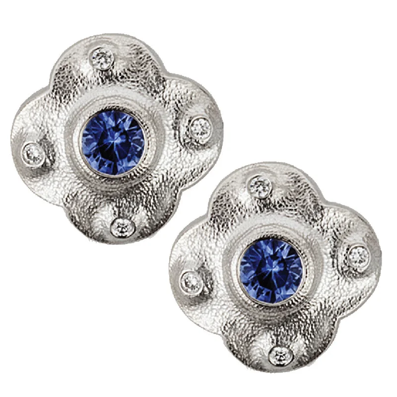 Sapphire gem earrings-Alex Sepkus Cross Earrings - E-217PS