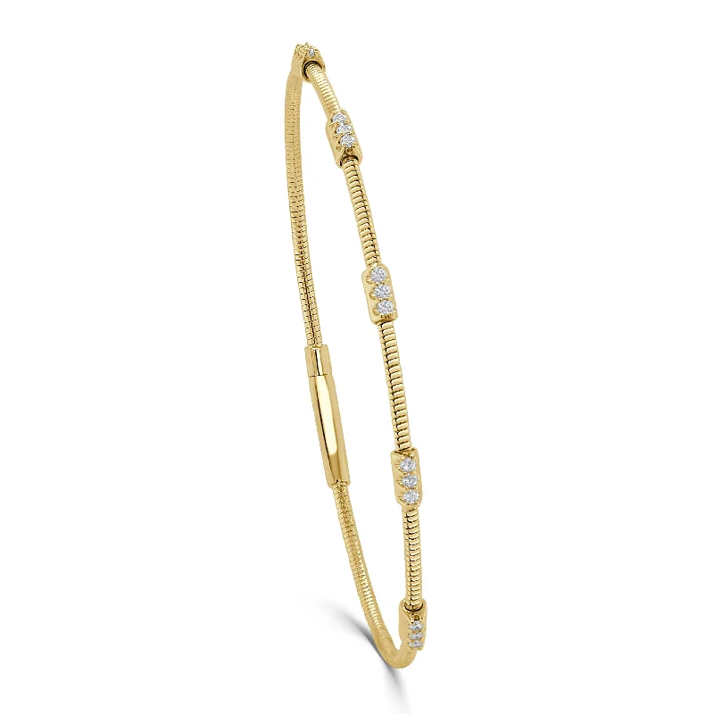 Rustic lock bangles-14K Gold Diamond Bangle