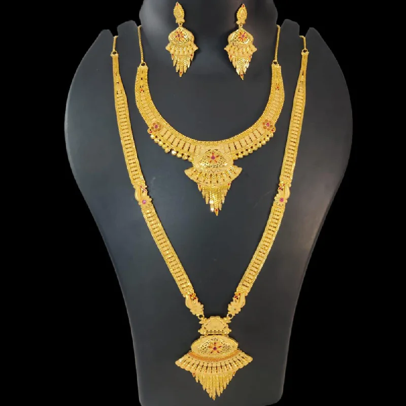 Bali style necklaces-Pari Art Jewellery Forming Gold Double Necklace Set