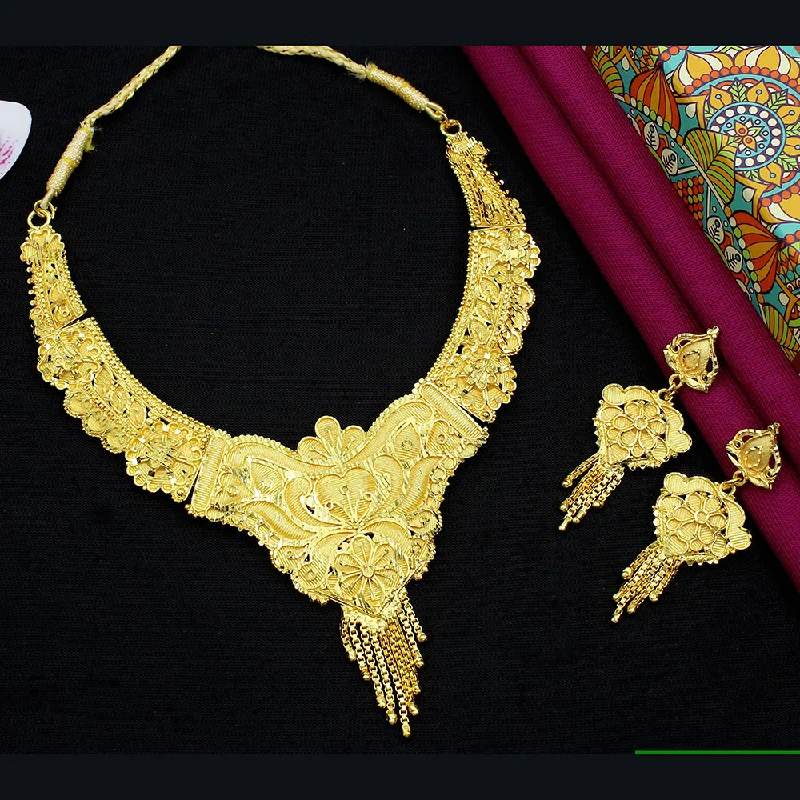 Elastic bead necklaces-Mahavir Dye Gold  Plated Necklace Set