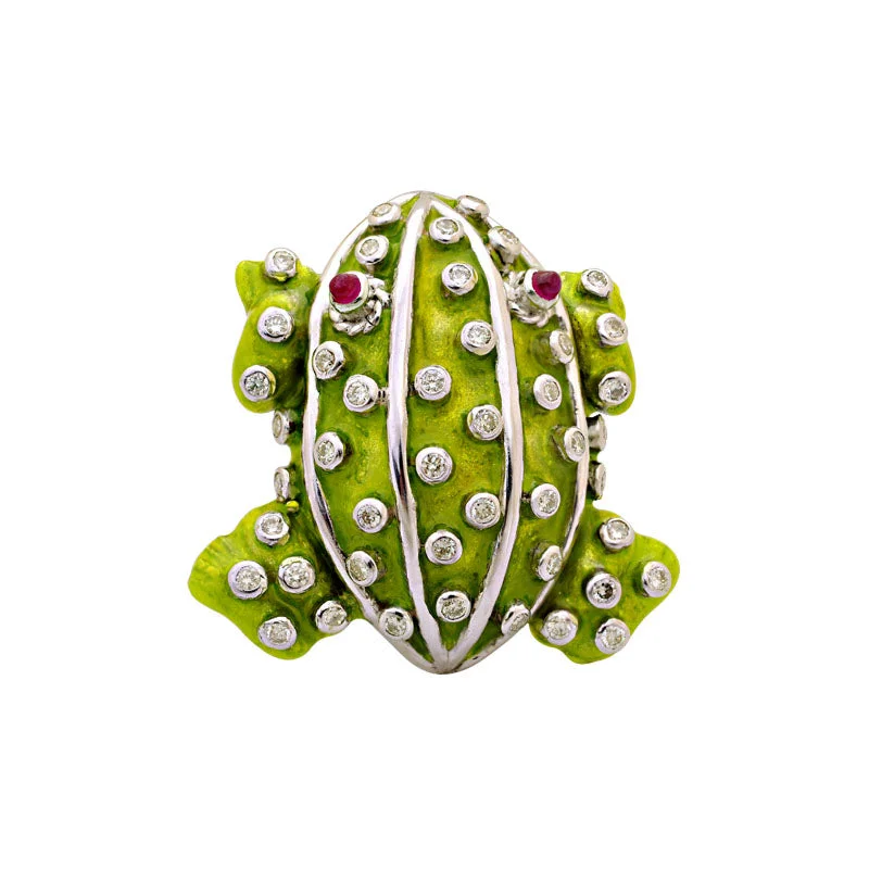 Full moon brooch-Brooch-Ruby and Diamond (Enamel)