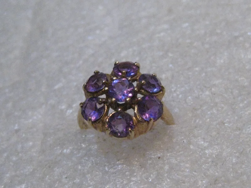 Topaz gem rings-Vintage 10kt Amethyst Blossom Ring, size 6.5, 3.33 grams, appx. 1.75tcw, Mid-Century