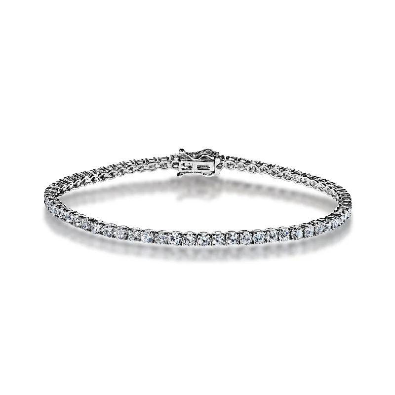 Small star bangles-Oakley 5 Carat Round Brilliant Single Row Diamond Tennis Bracelet in 14k White Gold