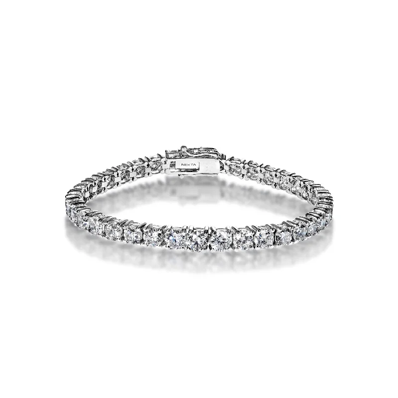 Sleek modern bangles-Jovie 13 Carat Round Brilliant Single Row Diamond Tennis Bracelet in 14k White Gold