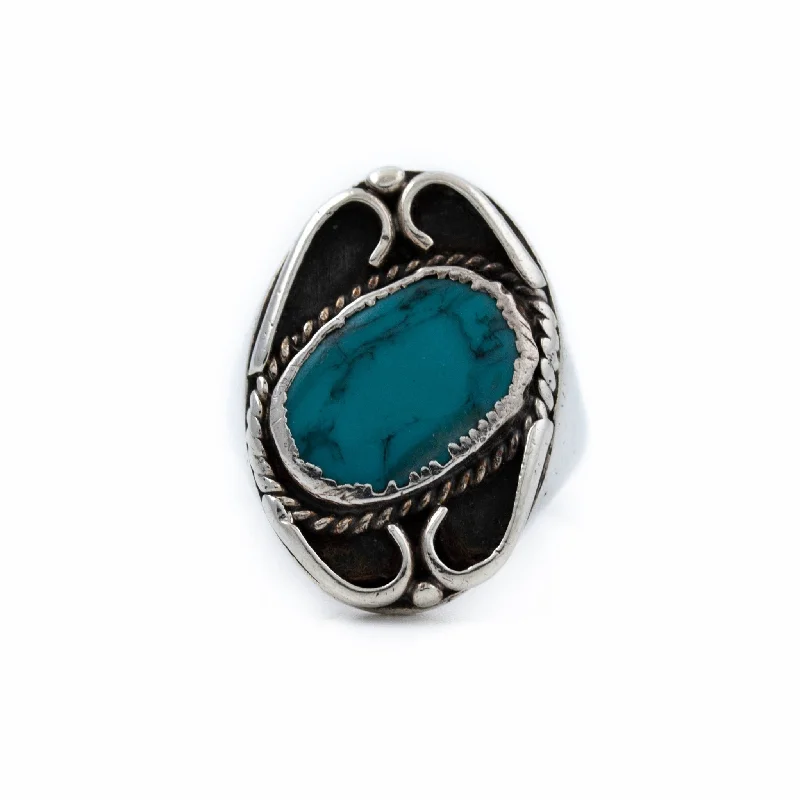 Solid gem rings-1970's Blue Turquoise Ring