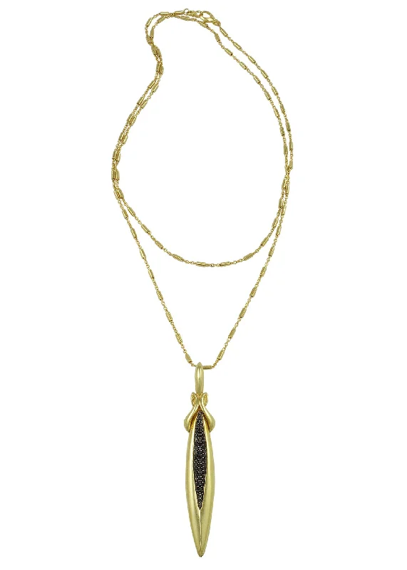 Elastic bead necklaces-Stiletto Majesty Pavé Pendant - 18K Gold Vermeil + CZ Noir