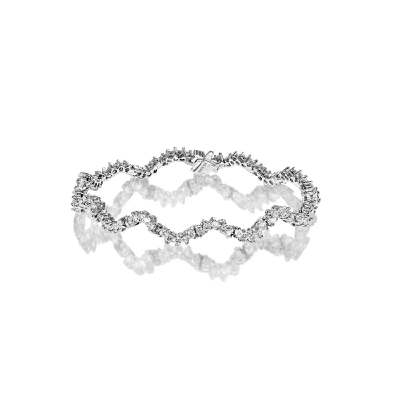 Woven cord bangles-Oaklyn 3 Carat Round Brilliant Single Row Diamond Tennis Bracelet in 14k White Gold By Mike Nekta