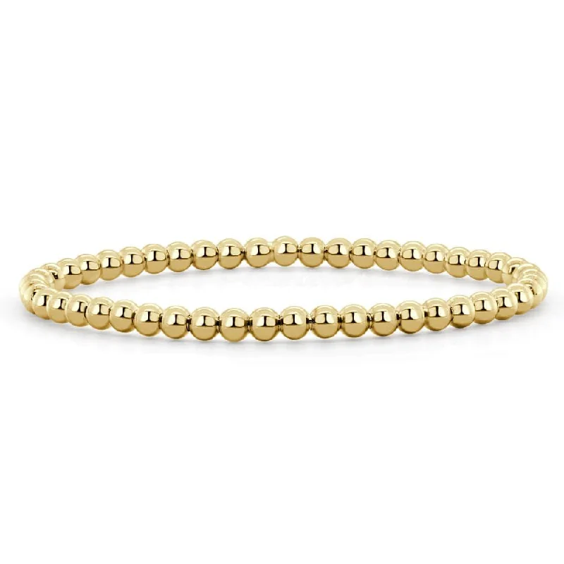 Chunky cuff bangles-14k Gold Solid Bead Stretch Bracelet