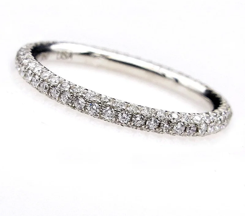 Pure crystal rings-1.30ct Platinum 3 Row Pave Diamond Full Eternity WEDDING ANNIVERSARY Band Ring