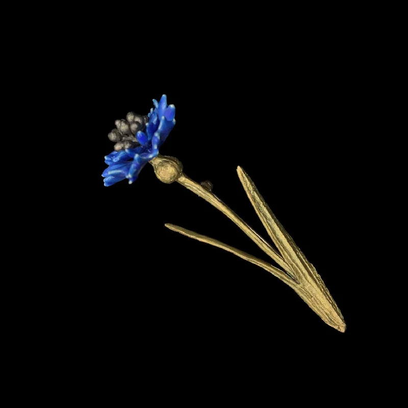 Subtle pearl brooch-Blue Cornflower Brooch