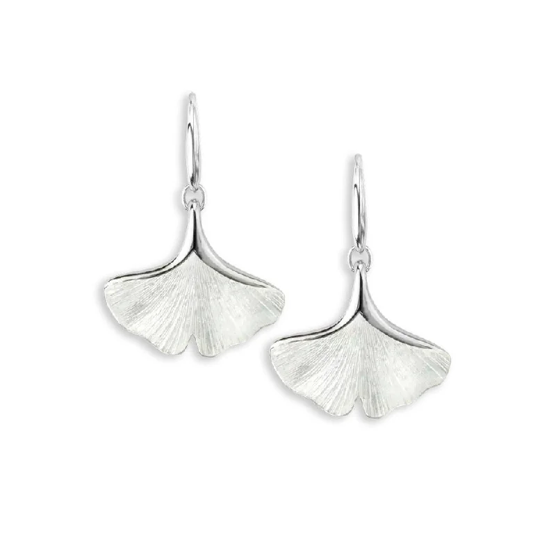 Petal design earrings-Nicole Barr White Ginko Leaf Wire Earrings