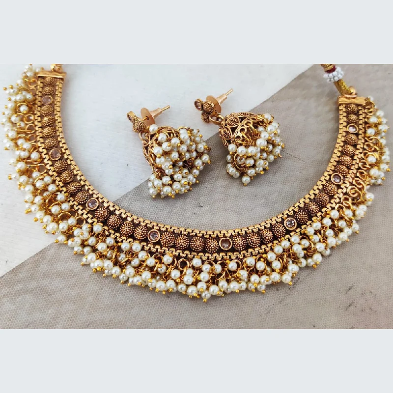 Alloy metal necklaces-Rani Sati Jewels Gold Plated Pearl Necklace Set