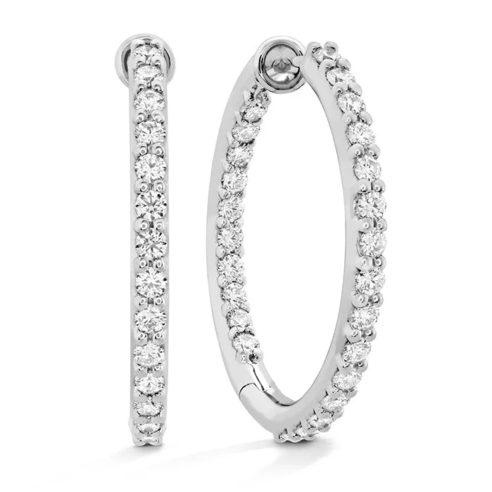 Sleek hoop earrings-Hearts On Fire Classic Inside Out Hoope Medium Diamond Earrings