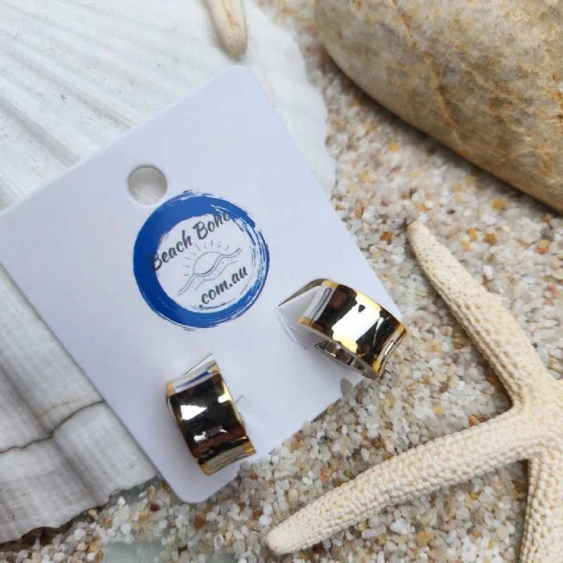 Tiny dot earrings-SILVER & GOLD -  WATERPROOF HUGGIE HOOP EARRINGS