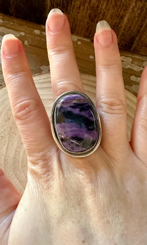 Small stack rings-MYSTIC SHADOWS CHAROITE Chimney Butte Ring • Size 7