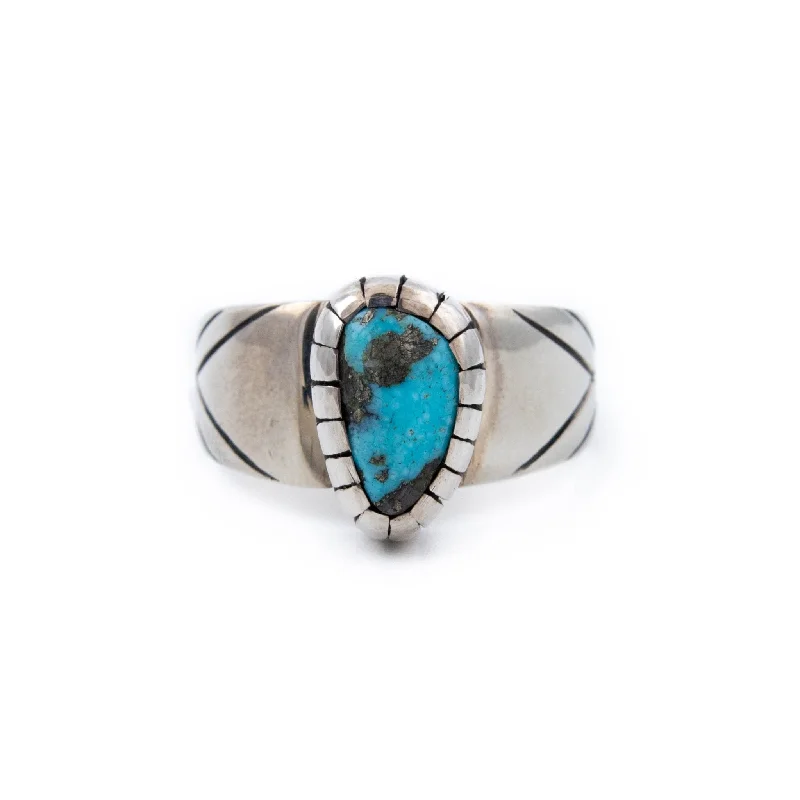 Sleek band rings-Vector Kingman Turquoise Ring