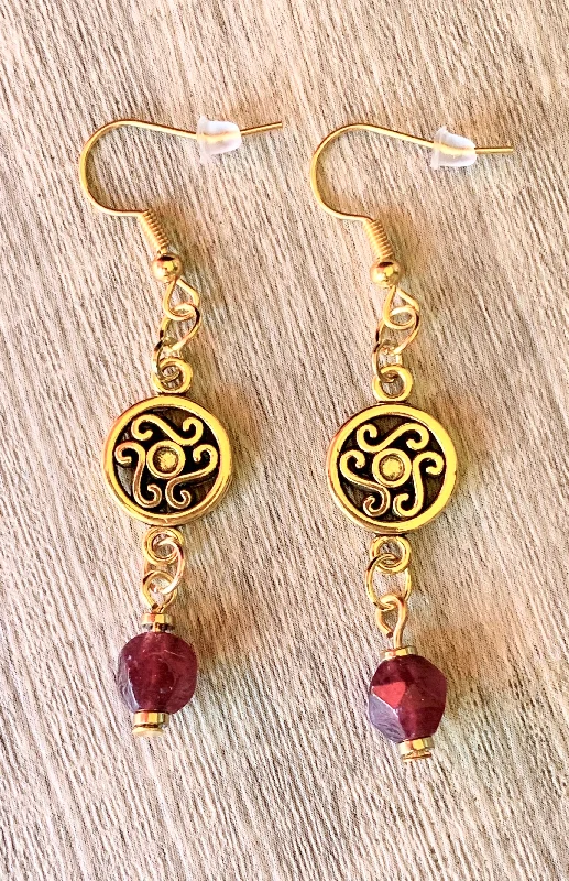 Woven cord earrings-Nicole Handmade Red Chalcedony Dangle Earrings