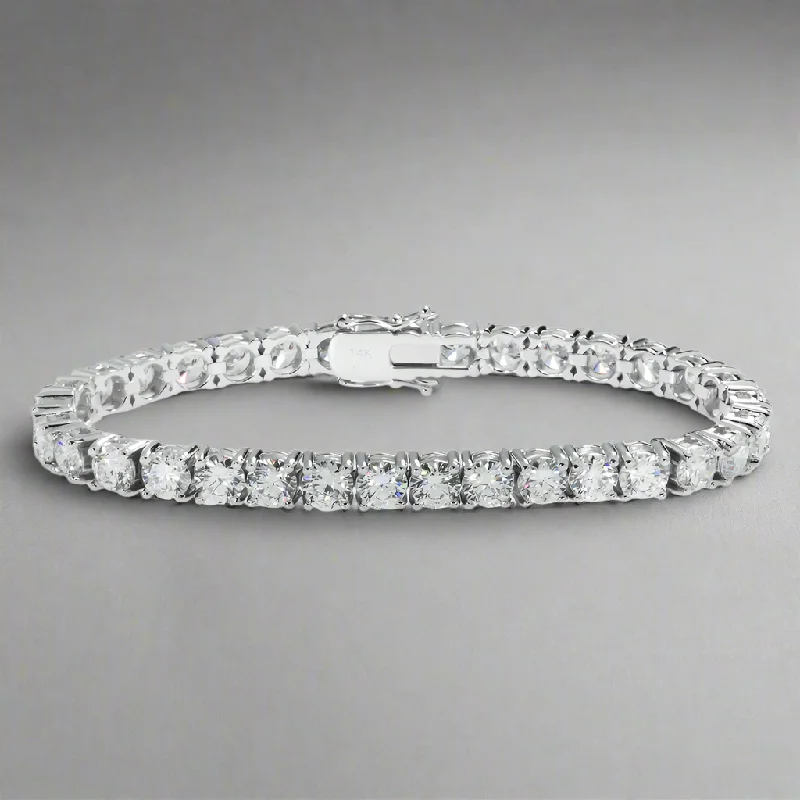 Retro charm bangles-Lohitha 14 Carat Round Lab Grown Diamond Tennis Bracelet in 14K White Gold