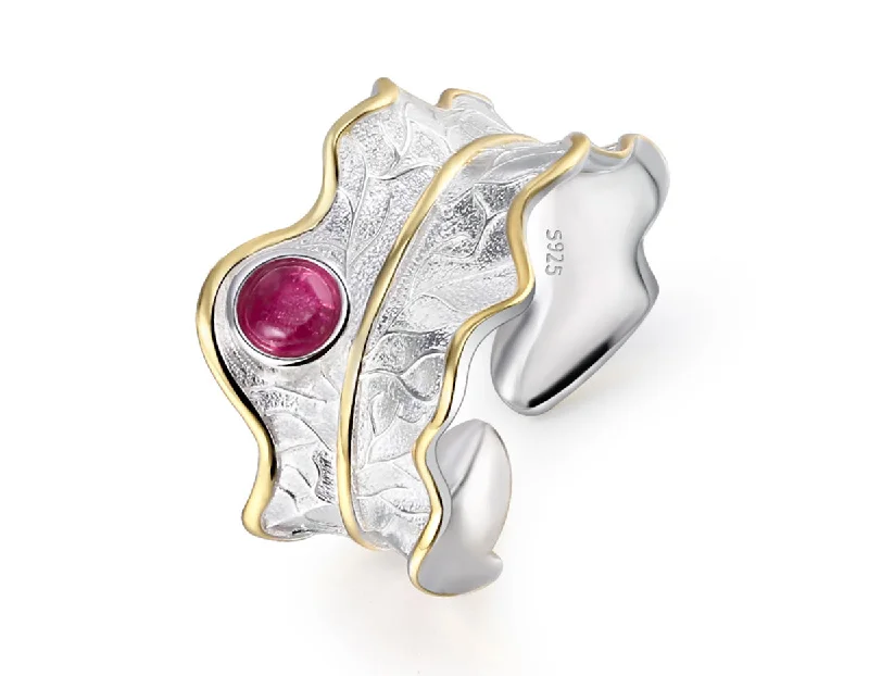 Smooth form rings-Peony Leaf Ring