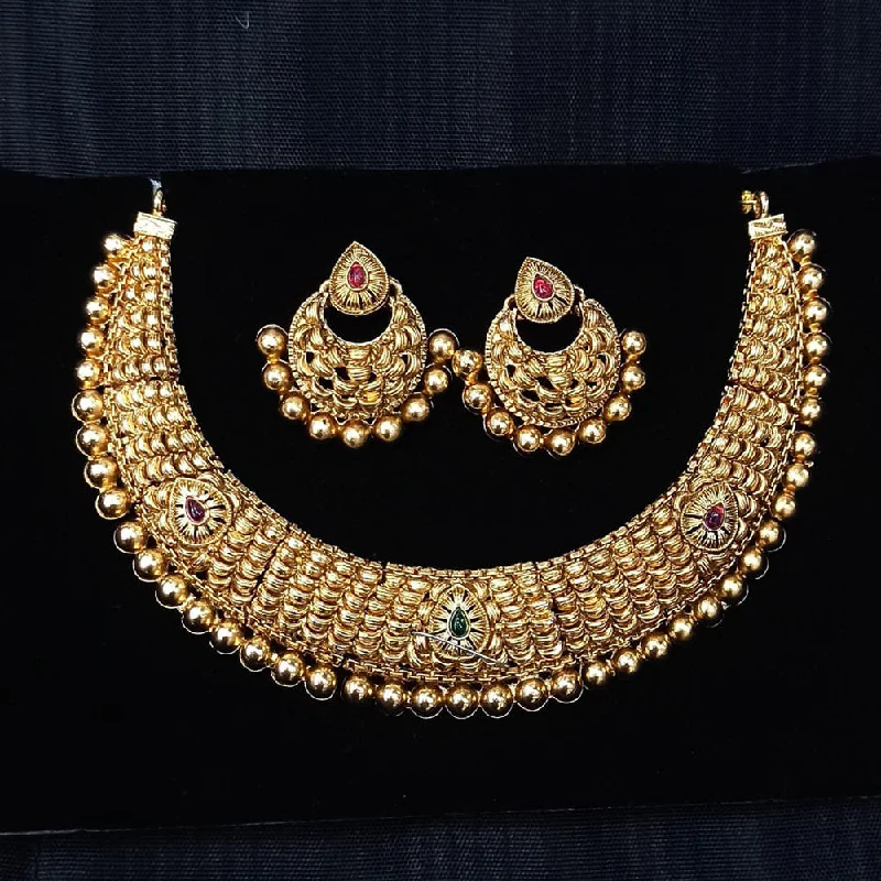 Sapphire gem necklaces-Manisha Jewellery Gold Plated Necklace Set