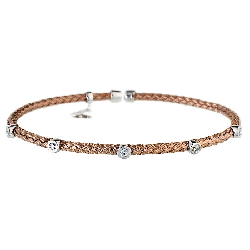 Dual gem bangles-Chocolate Gold Bracelet 5 CZ