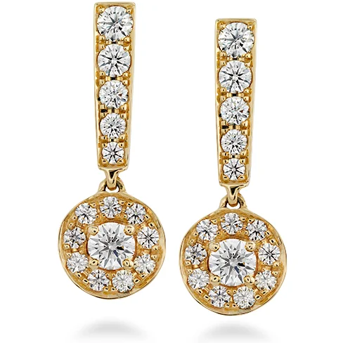 Vintage flair earrings-Hearts On Fire Inspiration Single Halo Drop Diamond Earrings