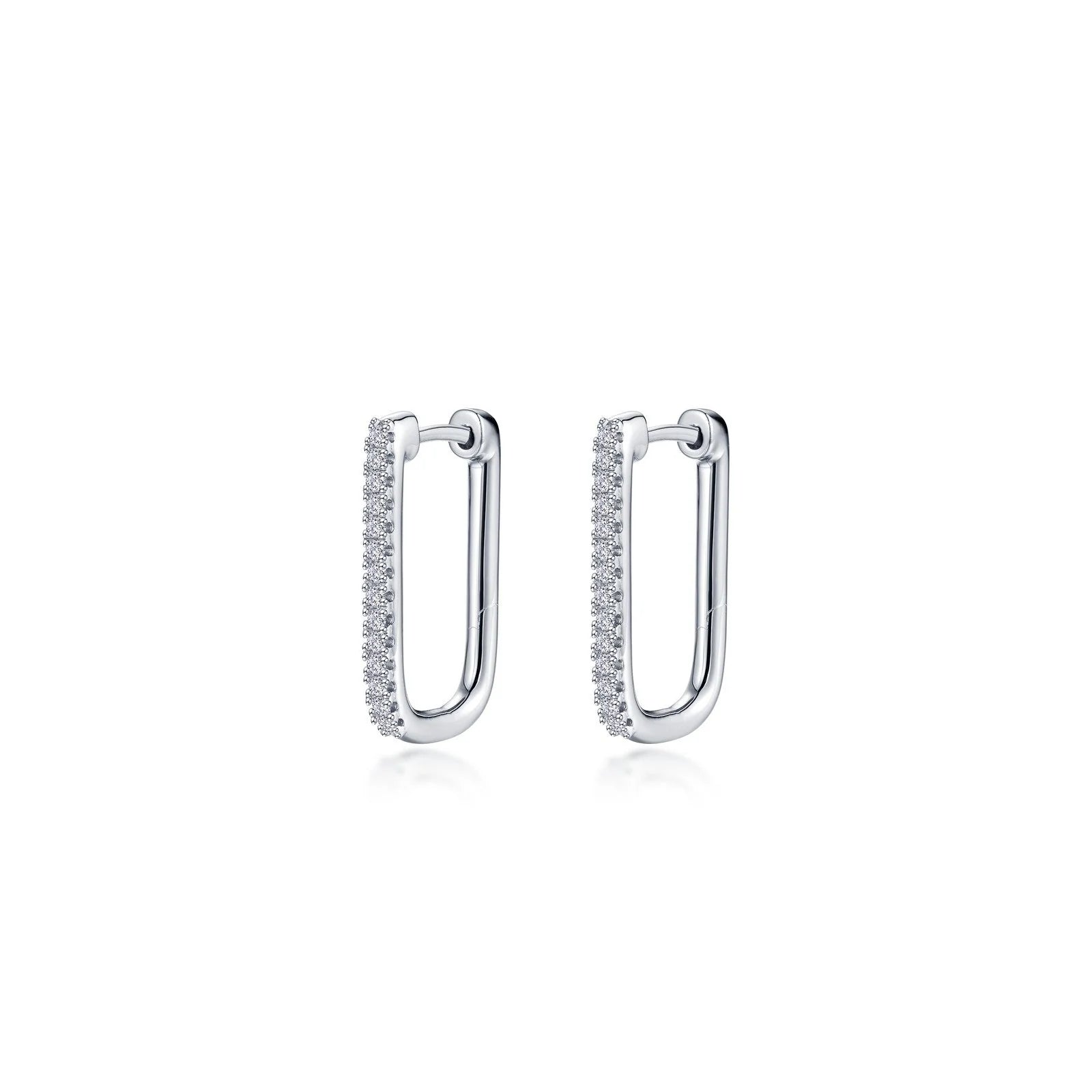 Rough texture earrings-Lafonn Simulated Diamond Rectangle Hoop Earrings E0631CLG00