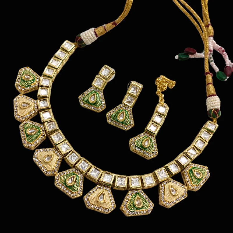 Carved name necklaces-Lucentarts Jewellery Gold Plated Meenakari Necklace Set