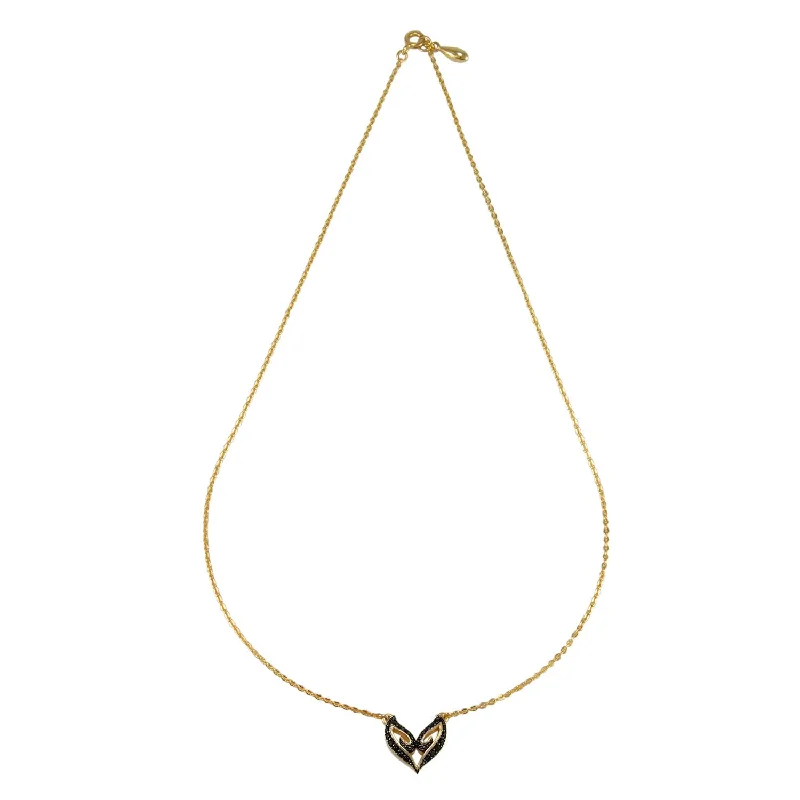 Polished gold necklaces-V Pavé Pendant - 18K Gold Vermeil + CZ Noir