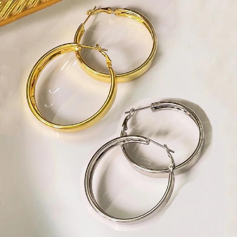 Glittering crystal earrings-Set of 2 Contemporary Gold & Silver Hoops for Office and Everyday purpose for women