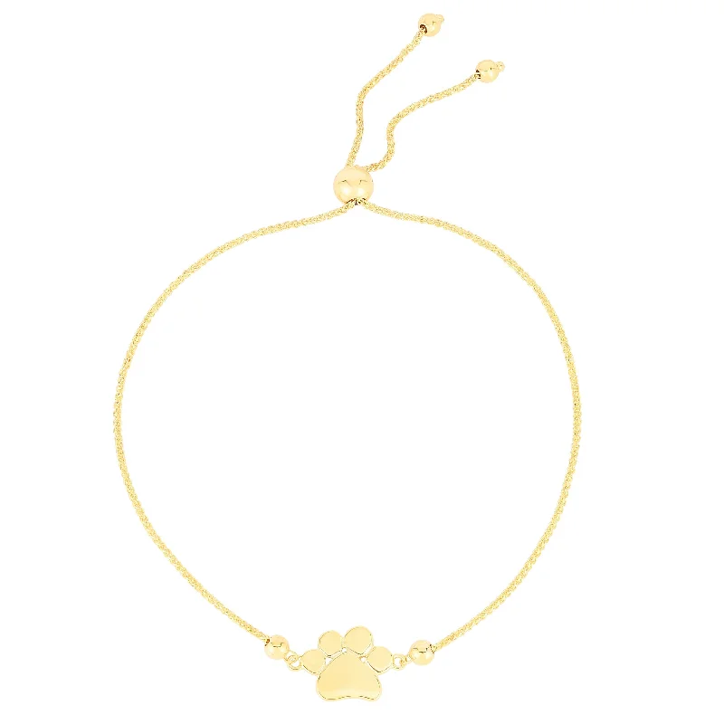 Astro theme bangles-14K Gold Paw Print Adjustable Bolo Bracelet