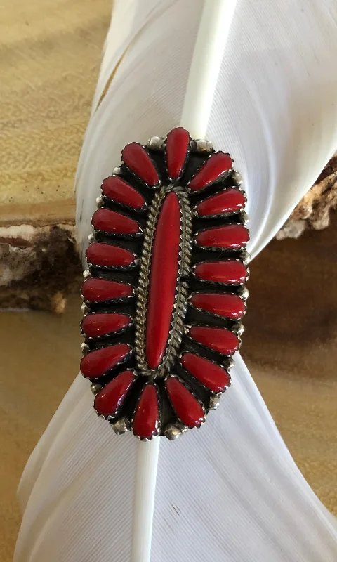 Woven cord rings-MEAN REDS Silver & Red Howlite Navajo Ring | Size 6