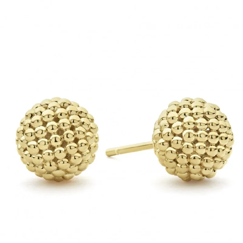 Bead braid earrings-Lagos 18k Caviar Gold Stud Earrings