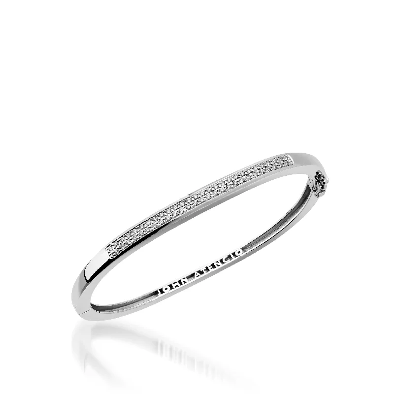 Light clay bangles-Essence Two-Row Pave Diamond Bracelet